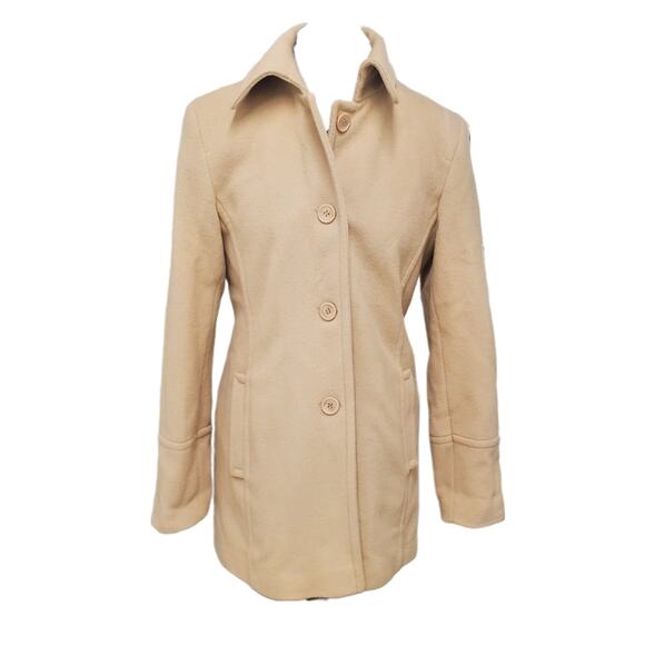 Marvin Richards Cashmere wool blend Oatmeal button front coat S Small - Picture 1 of 4